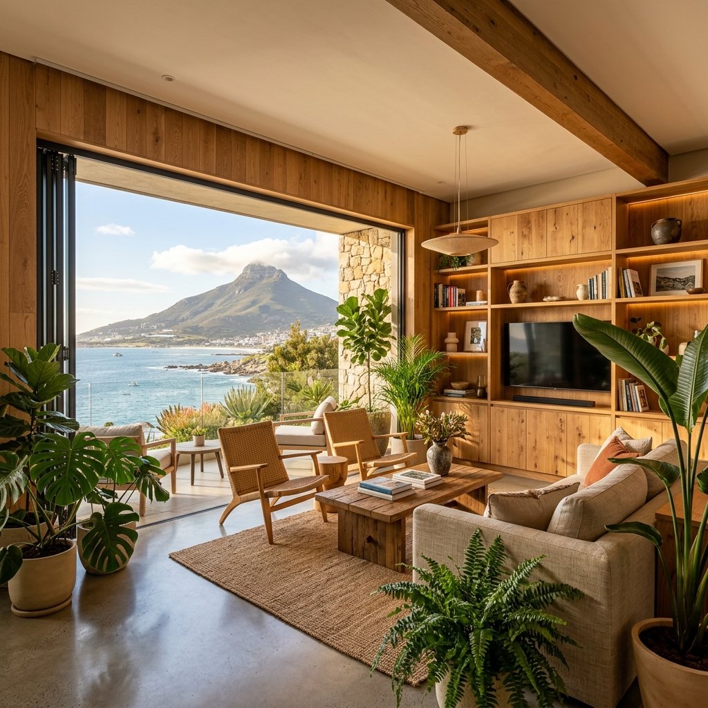 Modern Cape Town living room with custom joinery